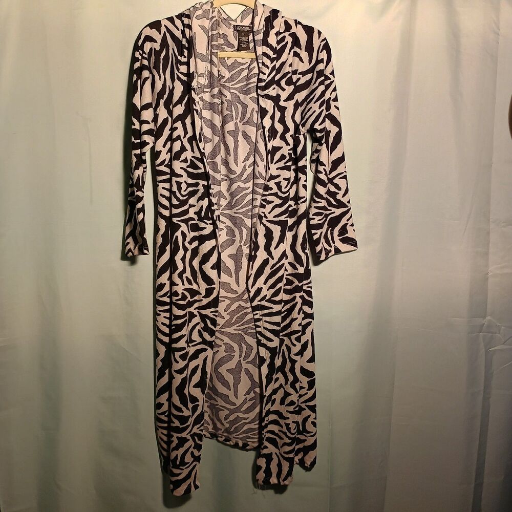 women open front zebra print cardigan